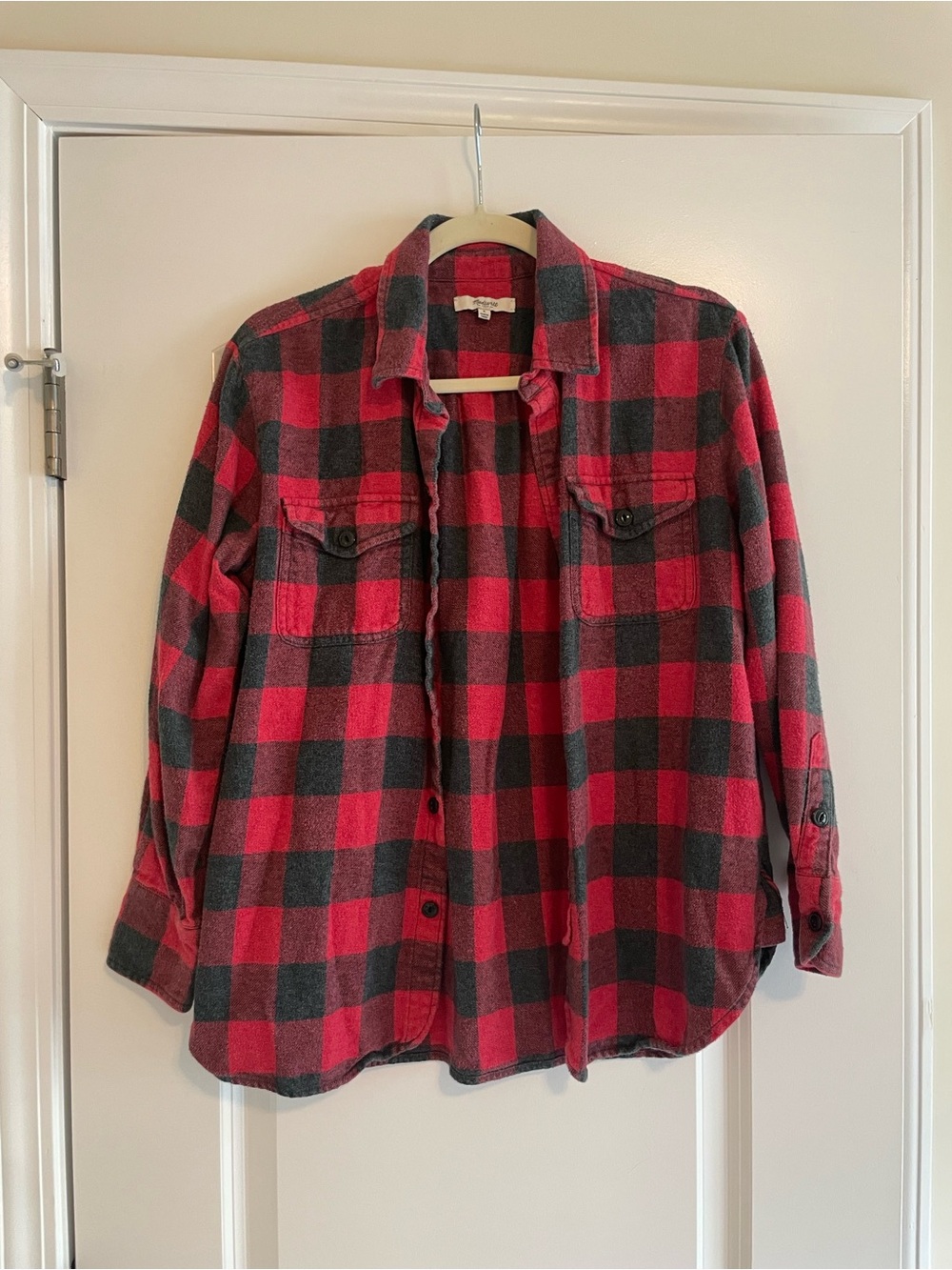 Madewell Red and Black Buffalo Plaid Shirt Jacket